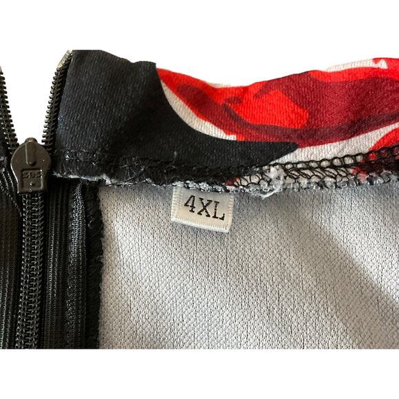 Women's 4XL Black Floral Dress Red Blue Flowers Stretch Midi - Picture 3 of 14